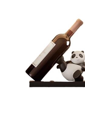 功夫熊猫玄关电视酒柜餐边柜隔断装饰品摆件熊猫酒架装饰现代轻奢