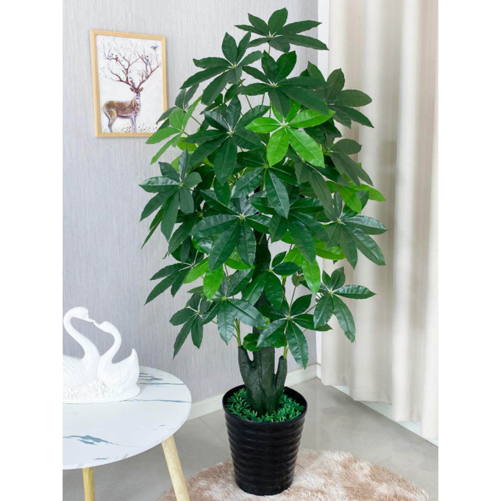 neb假仿真绿发财树大型景物室内盆栽塑料花盆落地办植公室招植财