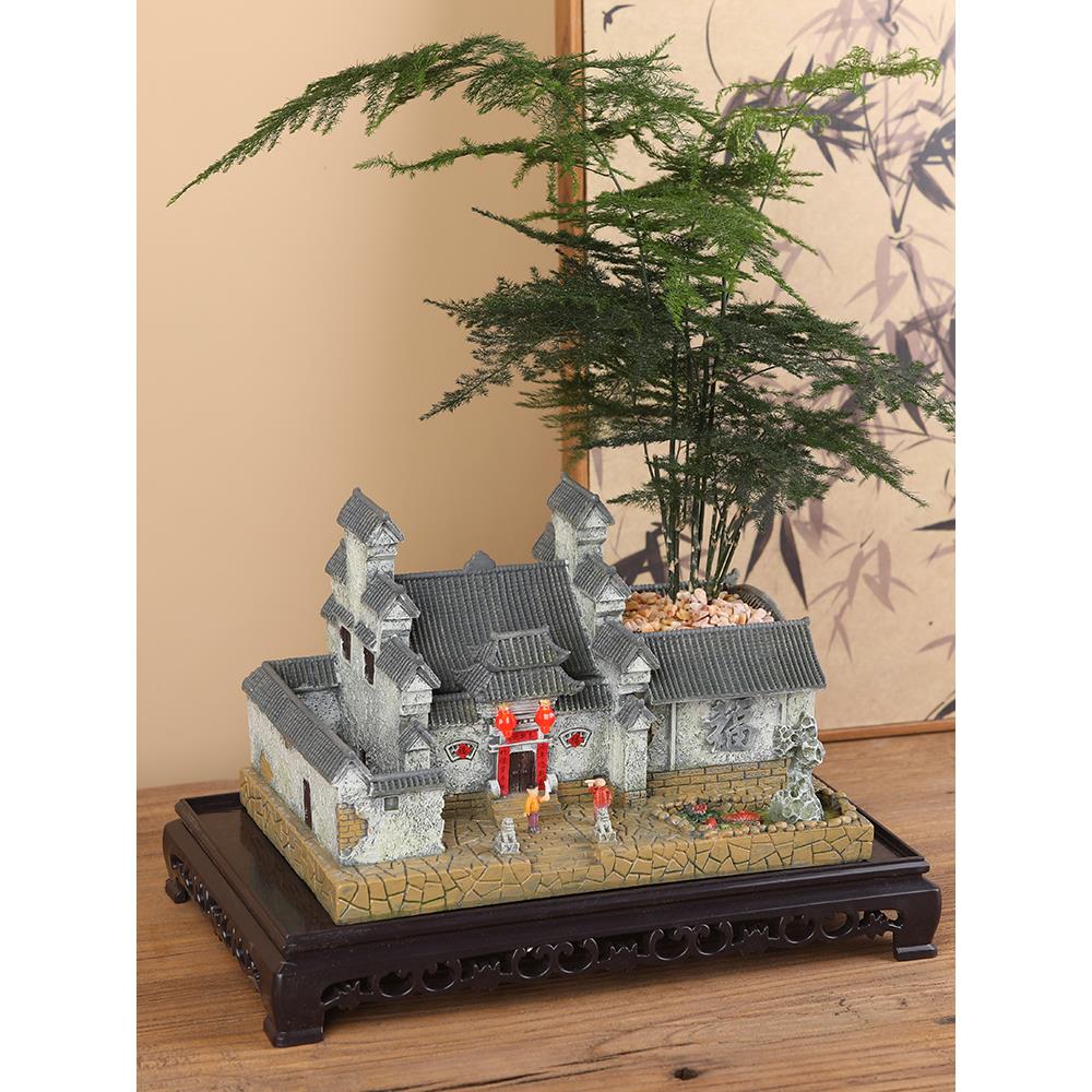 苔藓微景观造景老房子模型中式徽派建筑花盆客厅装饰禅意盆景摆件