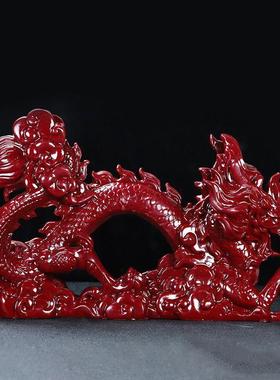 天然朱砂龙摆件红生肖龙原矿紫金砂客厅家居装饰工艺品礼品