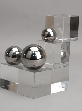 现代简约几何水晶球金属摆件样板间售楼处软装家居饰品软装摆设