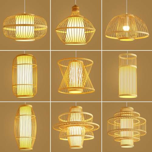 新中式竹编灯笼吊灯中式饭厅茶室禅意竹艺灯餐饮店饭店火锅店灯具
