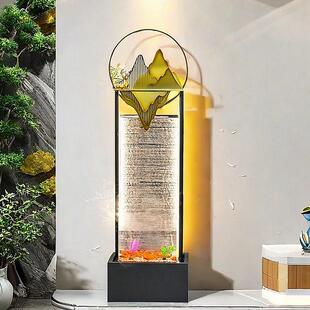 现代轻奢室内循环流水落地鱼缸装饰摆件玄关电视柜旁乔迁开 业送