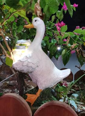 户外太阳能发光鸭子摆件阳台花园储物架商场太极鸭家居装饰品摆设