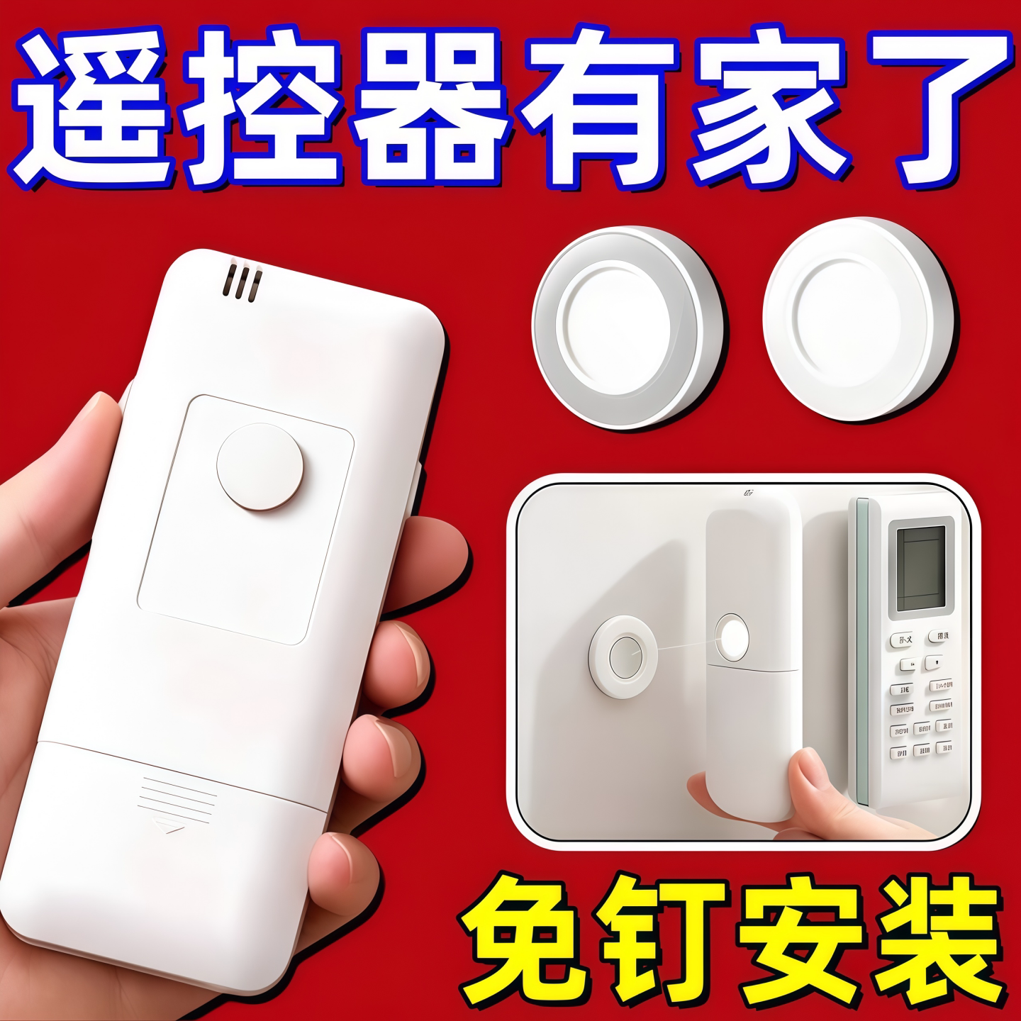 强磁遥控器磁吸贴壁挂收纳