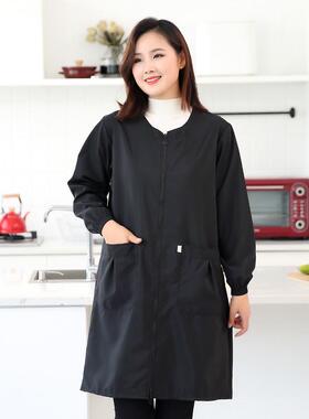 iyr7护衣防水薄大人女士新款工作服防尘家用厨房防油罩衣围裙长袖