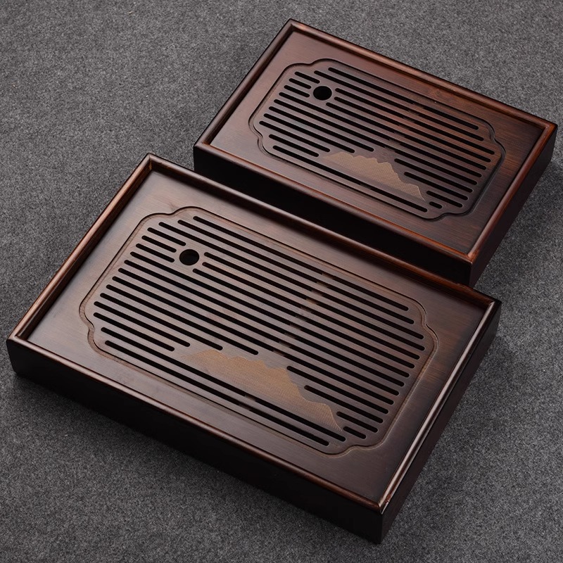 家用竹制盛水茶盘小号功夫茶具办公室小型储水茶台现代简约干泡台