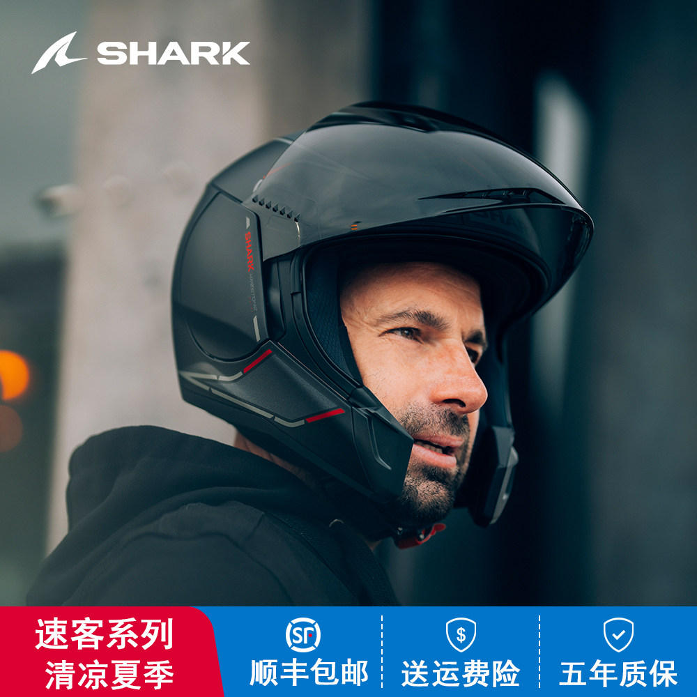 shark 法国鲨鱼摩托车头盔户外骑行男女双镜片四分之三盔机车半盔
