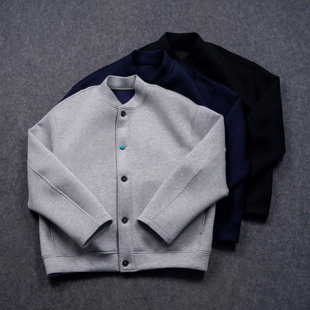 007美式重磅空气层纽扣开衫夹克外套男春秋时尚休闲太空棉棒球服