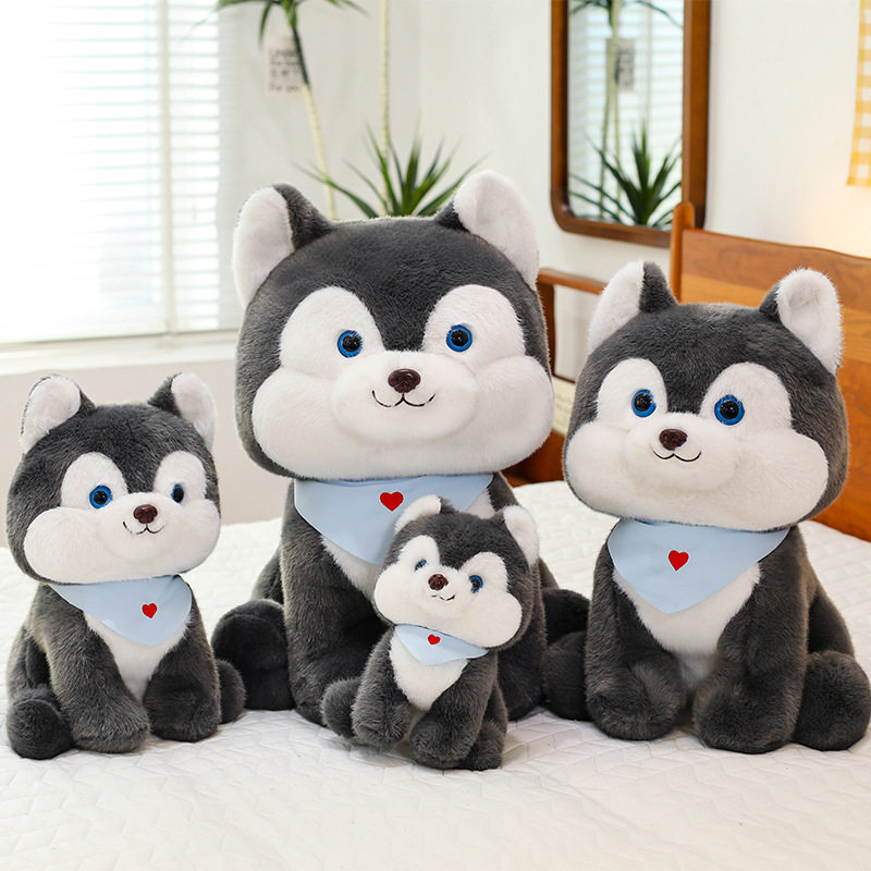 可爱呆萌坐姿哈士奇公仔毛绒玩具小狗狗玩偶女生陪伴安抚布偶娃娃