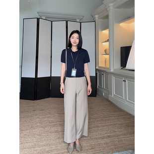 女 郭九九呢100%天丝知识分子Polo衫 夏季 百搭短袖 上衣直筒休闲裤