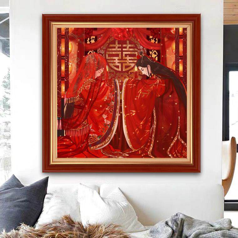 钻石画2024年新款客厅卧室婚礼系列古风结婚5d点贴砖石十字绣满钻,居家布艺,钻石绣,淘宝优惠券,粉丝福利购,淘宝优惠卷