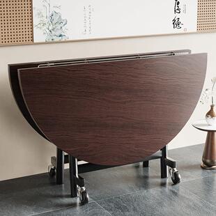 折叠桌子餐桌家用大圆桌20人可折叠出租房中古风吃饭桌子简约移动