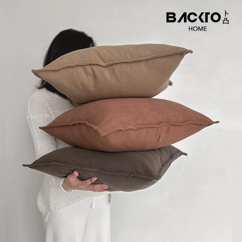 BACKTO卜凸家居四季棉麻提花抱枕现代极简侘寂风客厅卧室亚麻柔软
