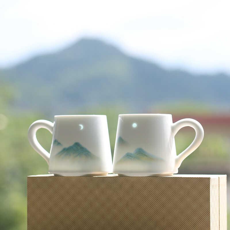 子木希望月亮绿情侣水杯礼盒感觉对男女生日礼品办公室马克杯