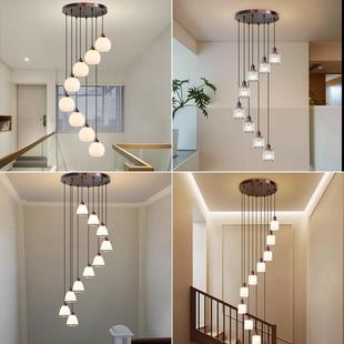 新款中式中古风格楼梯吊灯挑空覆式楼楼梯间吊灯长线 线简约木艺