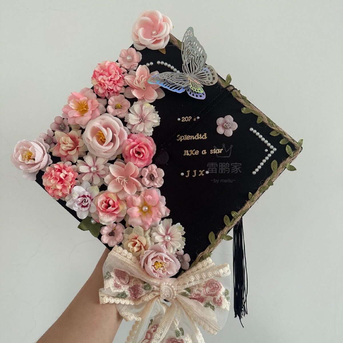 学士帽装饰学士毕业帽装饰簪花diy手工硕士博士帽材料包成品制作