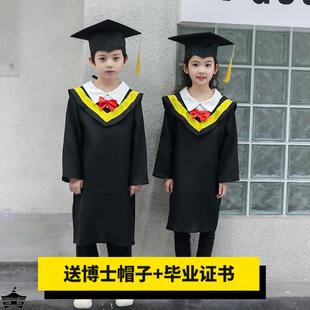 幼儿园儿童博士服学士袍拍照衣服六年级博士帽小学毕业照服装 礼服