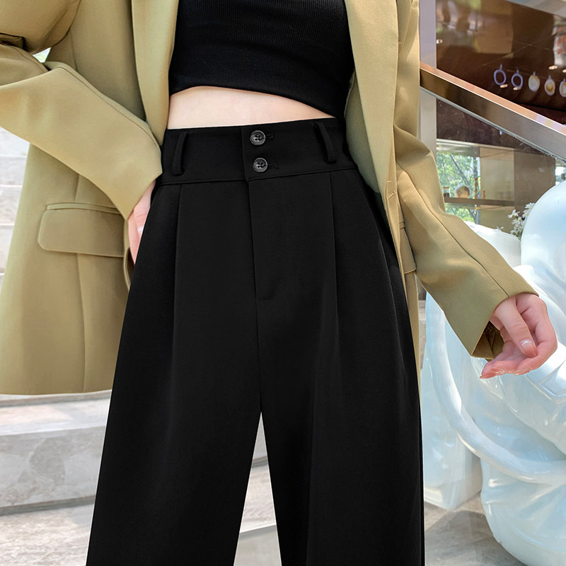 黑色裤女春秋2025年新款显瘦休闲小个子窄版直筒阔腿,女装/女士精品,休闲裤,淘宝优惠券,粉丝福利购,淘宝优惠卷