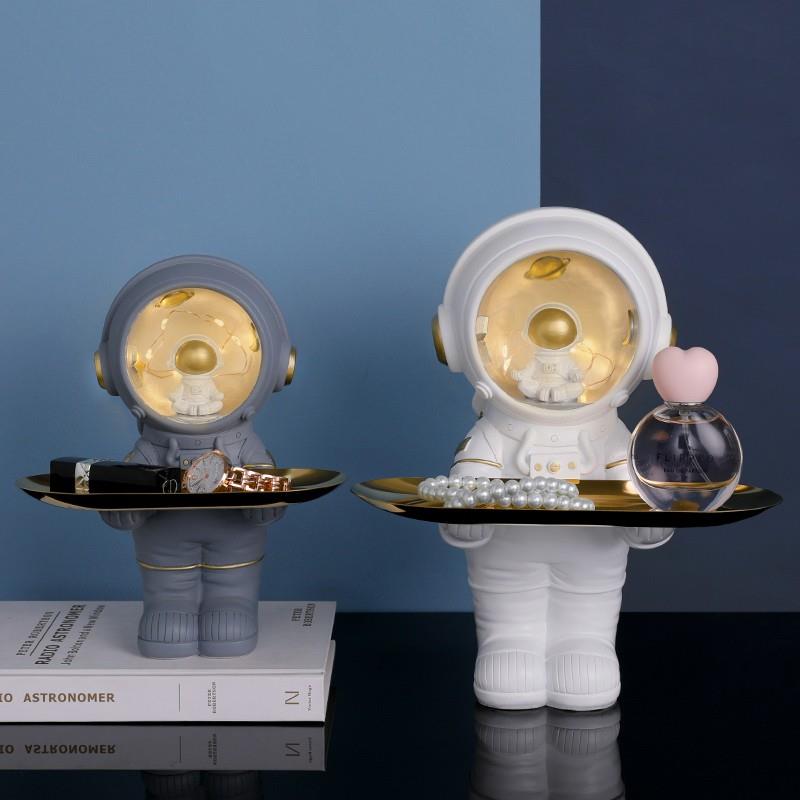 太空人宇航员系列礼物摆件钥匙收纳桌面玄关卧室小夜灯装饰托盘