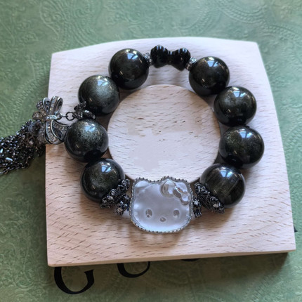 高保色白水晶磨砂面HelloKitty镶嵌搭配隔珠花托隔片DIY饰品配件