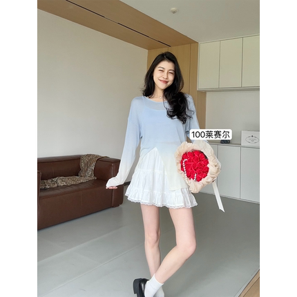 张阿星【惬意周末】渐变色防晒遮肉罩衫高腰蛋糕裙W424S11108