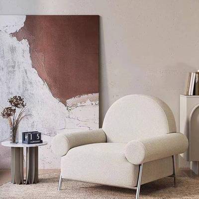 人沙发单意式漂亮椅轻奢is风红羊羔绒毛酒店客n房椅卧室休网闲沙