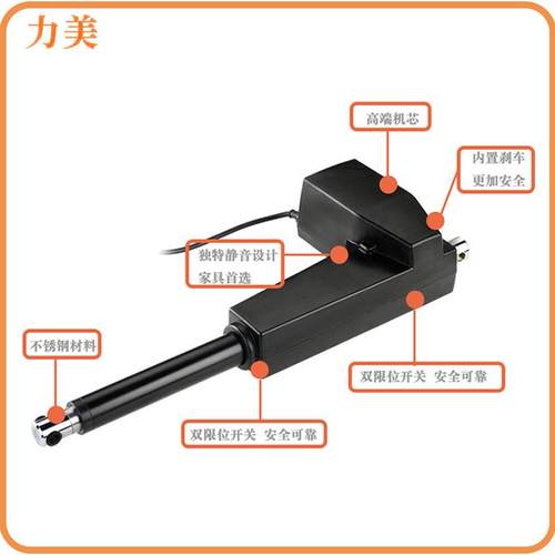 50mm升行程电动杆推12V20理毫米每秒2832000N电动病床护床折叠降