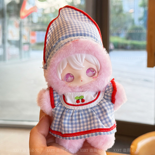 AYORTOYS兔闪闪ShyShy娃衣搪胶毛绒公仔格子裙头巾套装公仔穿着替