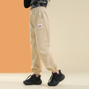 女童春秋中大童简约休闲樱桃贴布灯芯绒长裤 唐S家童装 160码 110