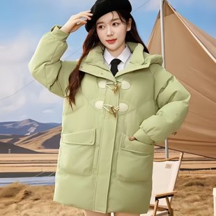 冬上新！S~L码 雪家女士冬季长款羽绒服牛角扣小个子羽绒服外套