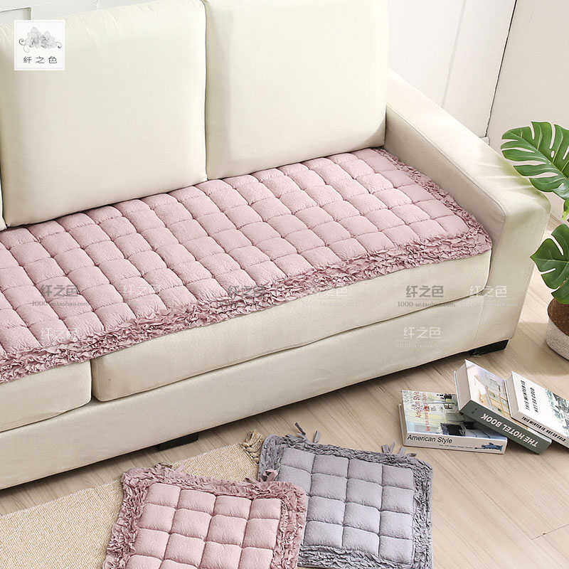 韩式全棉纯色粉灰馒头坐垫沙发垫罩巾套加厚客厅防滑座垫子纤之色,居家布艺,沙发垫,淘宝优惠券,粉丝福利购,淘宝优惠卷