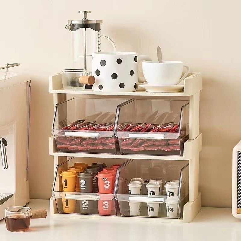 茶包咖啡零食置物架台面多功能杂物多层办公室桌面整理收纳储物架
