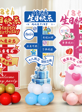 十八岁成人礼气球装饰18岁生日快乐立柱kt板迎宾牌场景布置十岁学