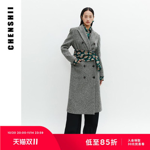 长款 修身 羊毛大衣女秋冬毛呢外套 新款 CHENSHII官方2024秋季