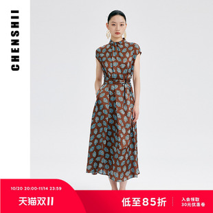 气质长裙 旗袍连衣裙女2025新款 CHENSHII官方真丝印花无袖 新中式