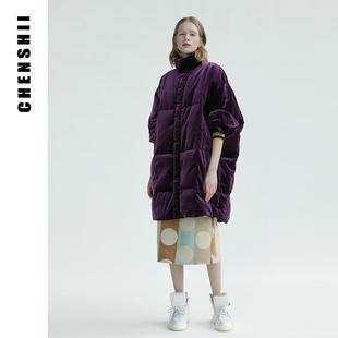 中长款 高领丝绒宽松白鸭绒羽绒服冬季 女 新款 CHENSHII官方2024冬季