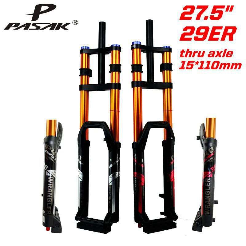 PASAK山地车双肩避震前叉自行车气叉27.5/29寸桶轴15*110行程管36