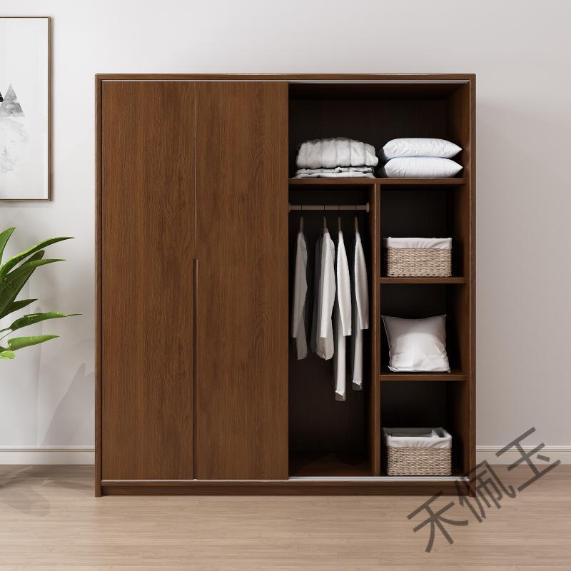 hpy4实木推拉门衣柜北欧橡木小户型储物移门柜子家用卧室趟门大衣