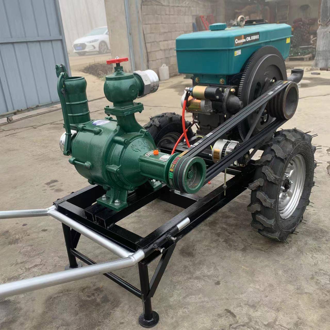 柴油拖车款高压抽水机喷灌浇地微喷带可带施肥过滤水泵