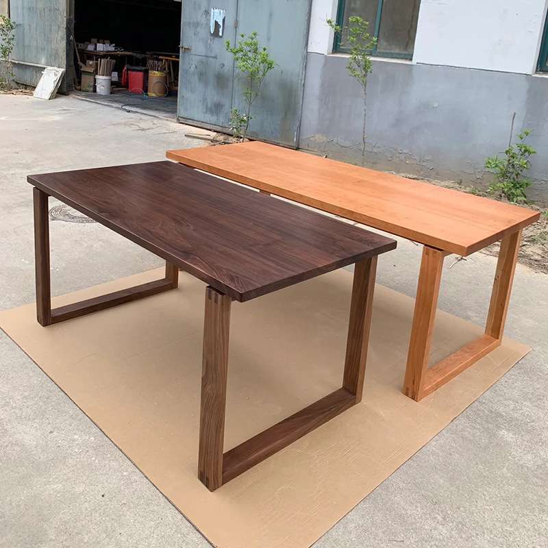 全实木书桌简约樱桃北欧桃木实木餐桌公家樱桃木长茶桌桃木胡桃家