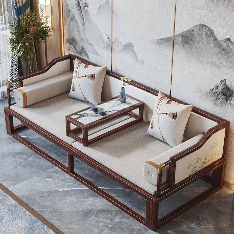 新中式实木罗汉床大小户型明清罗汉榻床榻榫卯乌金木沙发简约客厅