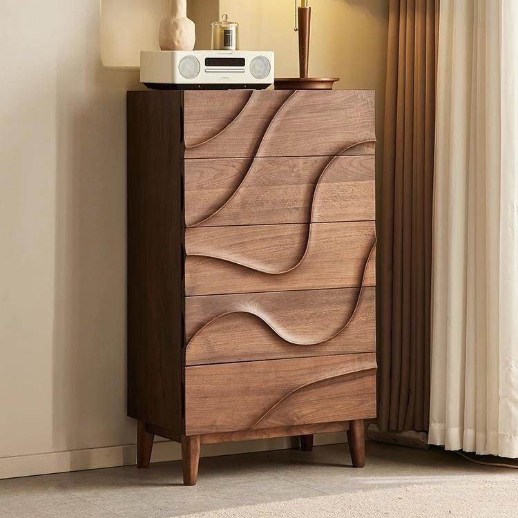 北美黑胡桃木五斗柜北欧简约樱桃木全实木斗柜家用卧室波浪床边柜,鲜花速递/花卉仿真/绿植园艺,割草机/草坪机,淘宝优惠券,粉丝福利购,淘宝优惠卷