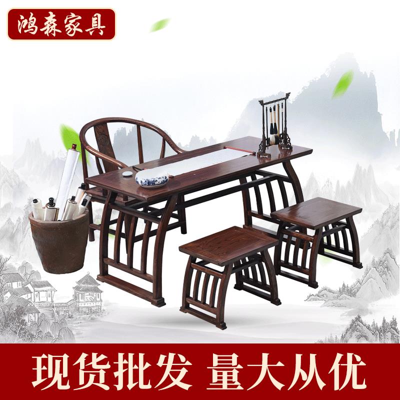 书法课桌供应书法国学桌中国古典实木桌椅学校培训课围棋桌