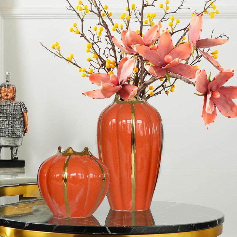 轻奢陶瓷花瓶摆件客厅电视酒柜餐桌仿真干花插花家居装饰品