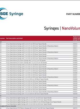 000505进样器SGE气相液相手动液体进样针002951 005300 002000
