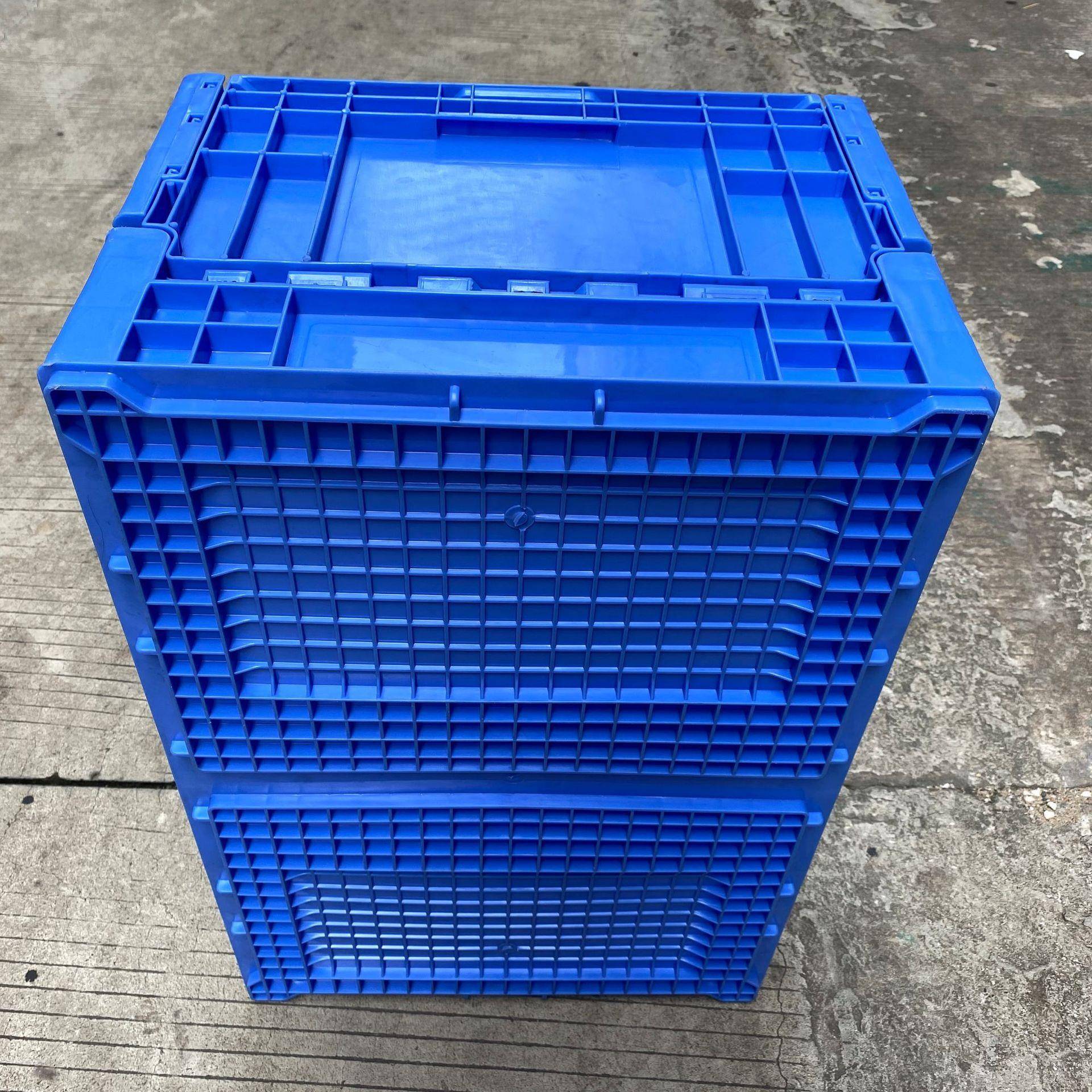 S806c塑料可折叠式周转箱650*435*310PP料胶箱蓝色灰色物流箱