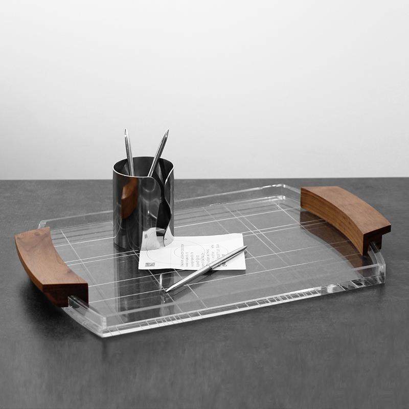 现代轻奢透明格线托盘仿木纹样板间餐厅客厅卧室家居高端收纳饰品,工业油品/胶粘/化学/实验室用品,其他实验室设备,淘宝优惠券,粉丝福利购,淘宝优惠卷