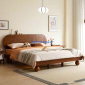 源头厂家直销北美黄杨木双人大床现代简约床黑胡桃木实木卧室婚床