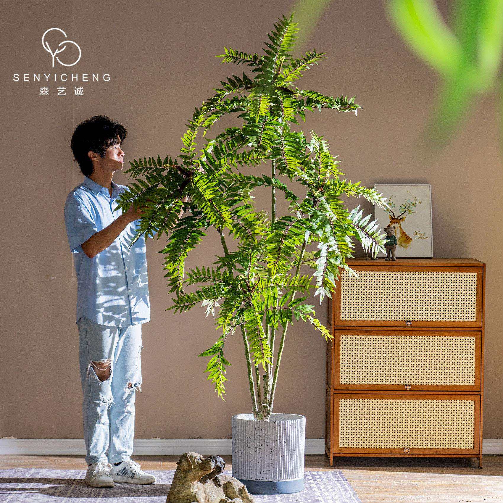 大型仿真香椿树假绿植盆栽摆件仿生假树植物室内客厅玄关造景装饰